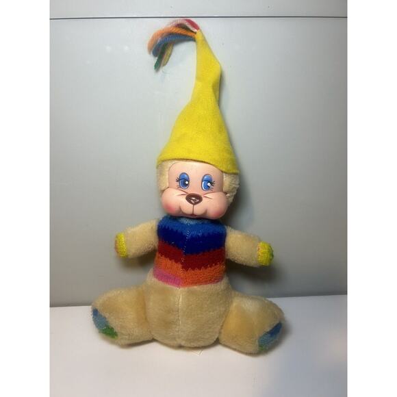 Porto Play Rainbow Light Up Glow Worm Style Plush Stuffed Animal Toy Vintage 80s - Picture 1 of 5